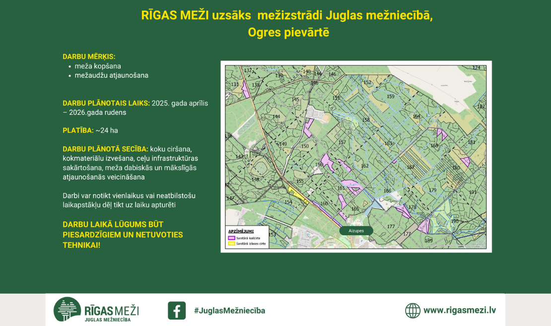 Plakāts ar mežistrādes informāciju